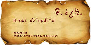 Hrubi Árpád névjegykártya