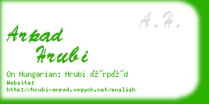 arpad hrubi business card